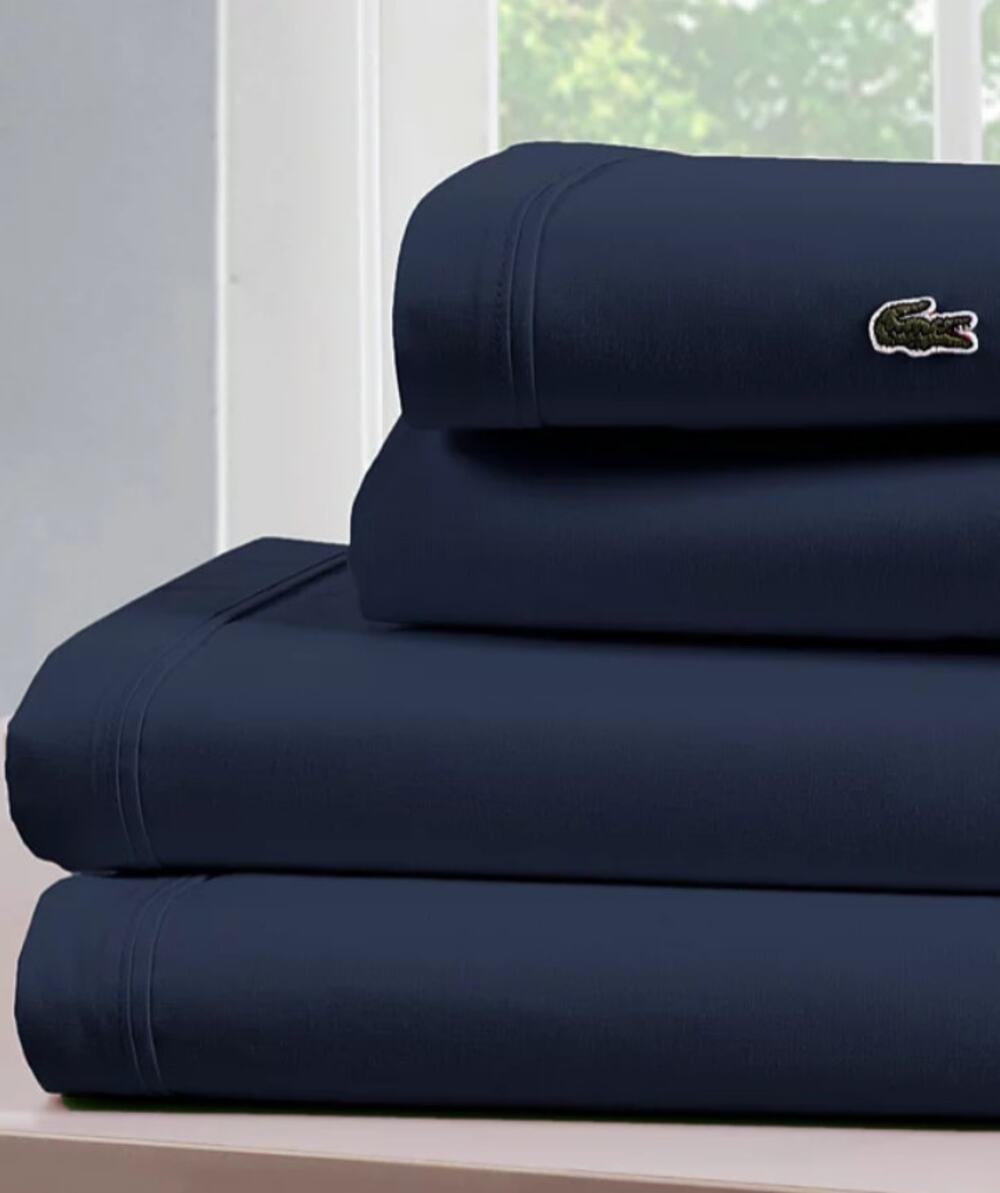 Lacoste Home Solid Cotton Percale Sheet Set, California King